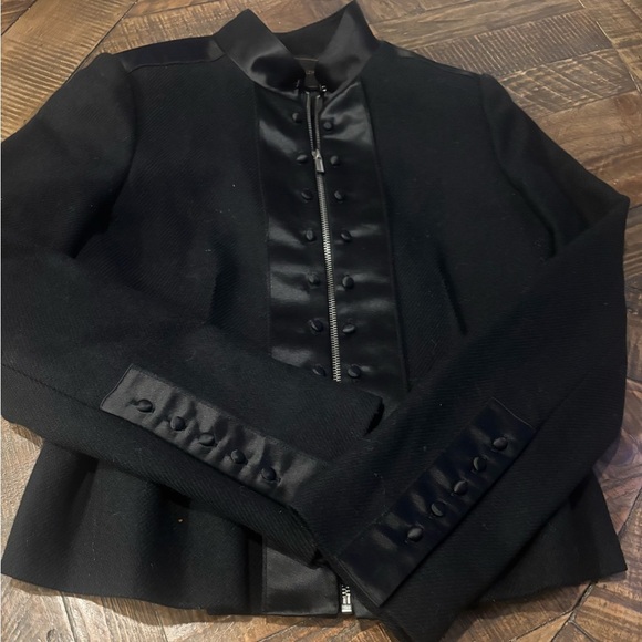 BCBG MaxAzria Peplum Jacket Black Satin-Trimmed Wool
Size Small - Picture 10 of 13